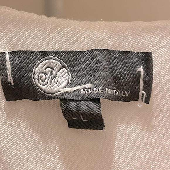 M Made in Italy WHITE Criss Cross Drape Front Silk Blend Blouse Size Large - Picture 6 of 9